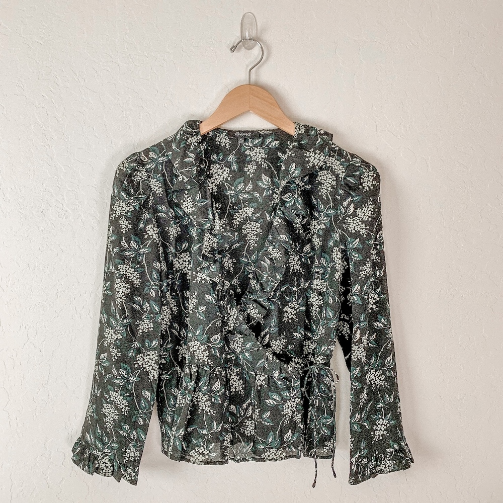 Madewell Silk Ruffle-Hem Wrap Top